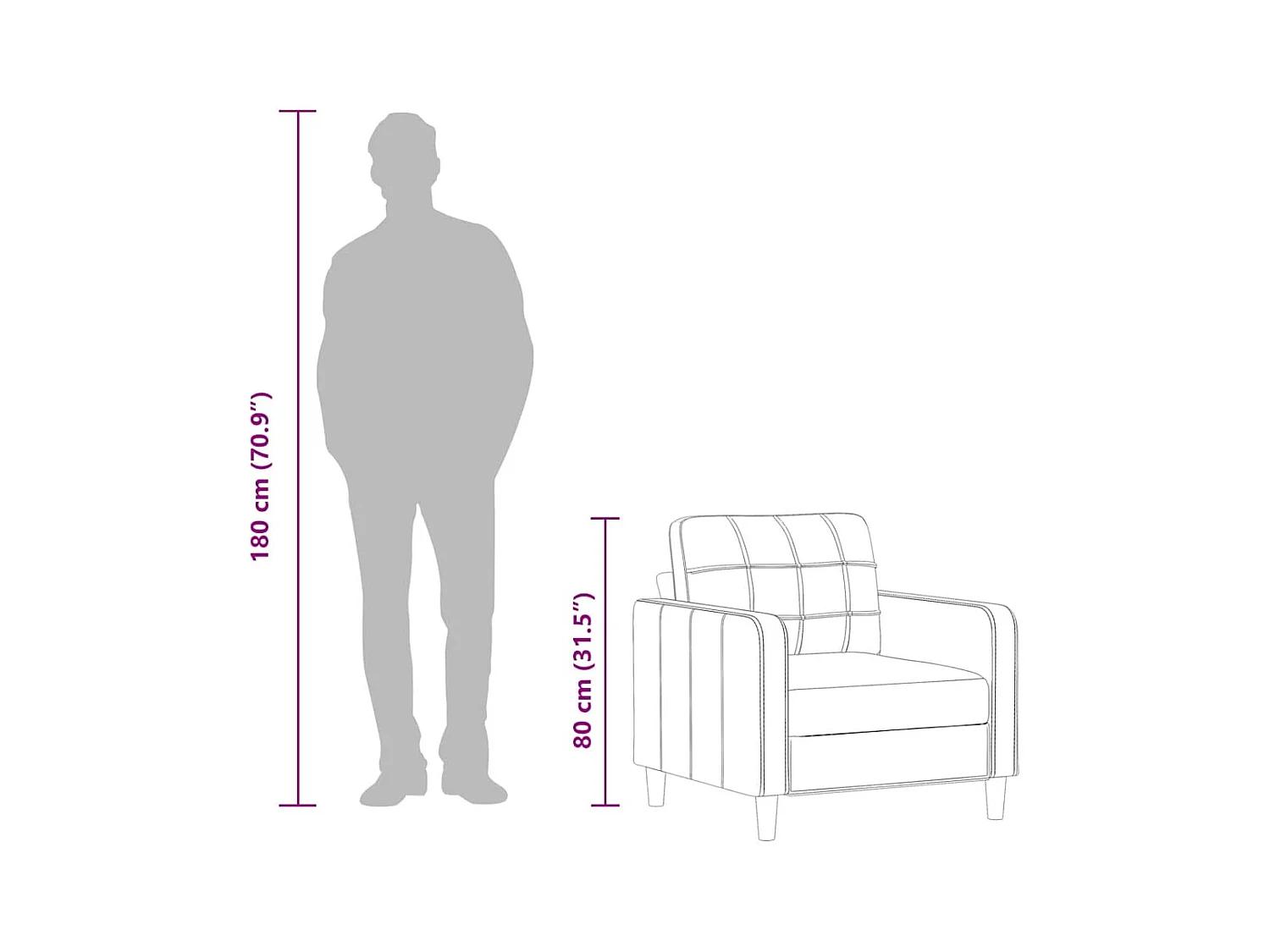 Poltrona Grigio Chiaro Tessuto 60 cm