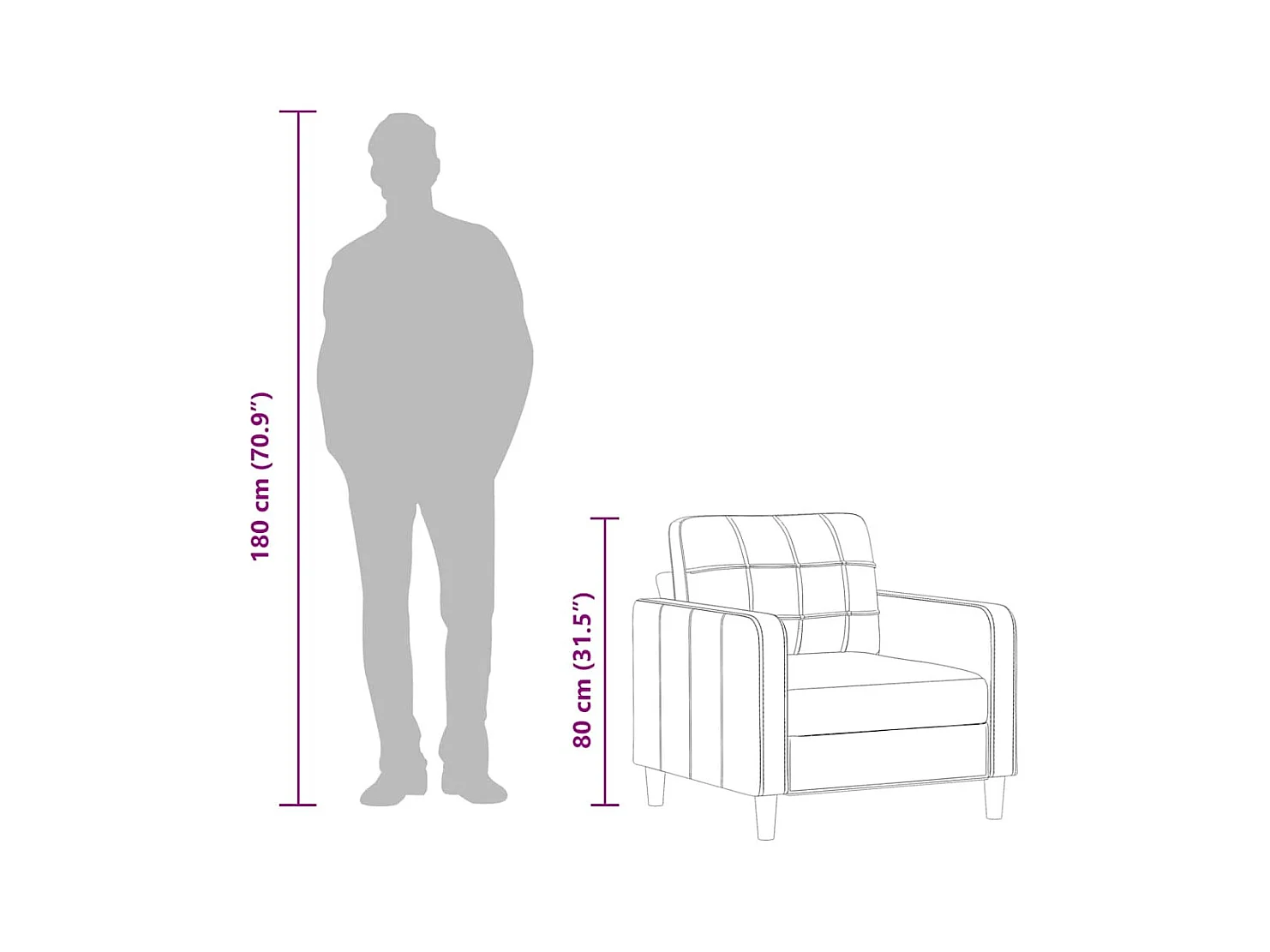 Poltrona Grigio Chiaro Tessuto 60 cm