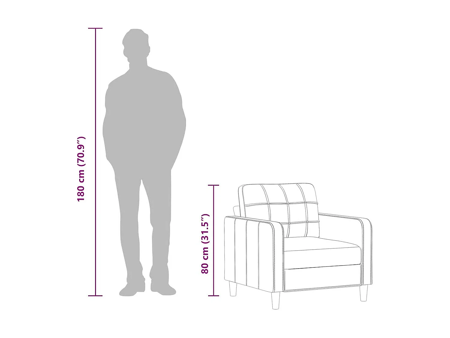 Sillón Gris Claro 60 cm Tela