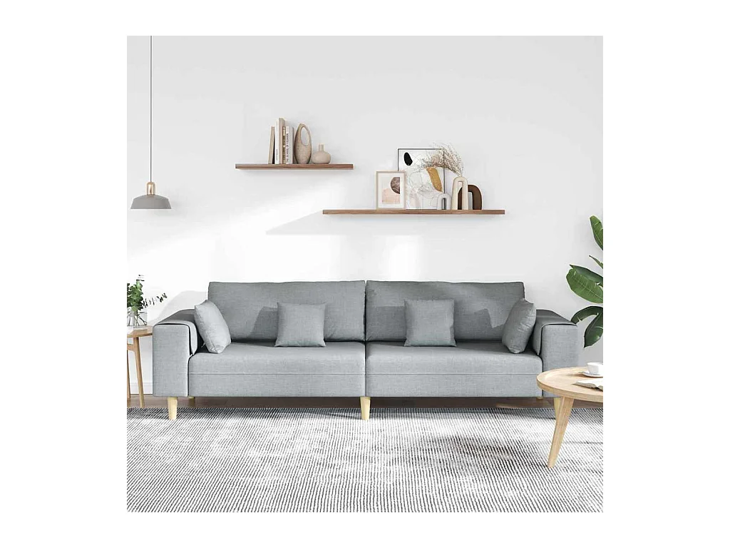 Divano in tessuto con cuscino Tessuto grigio chiaro 208 cm