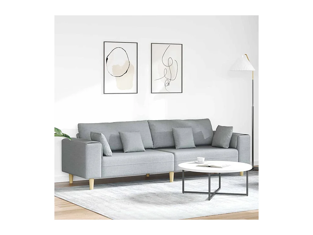 Stoffen bank met kussen Lichtgrijs 208 cm stof