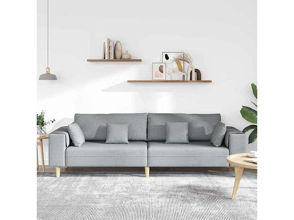 Sofa en tissu avec coussin Gris clair 208 cm tissu