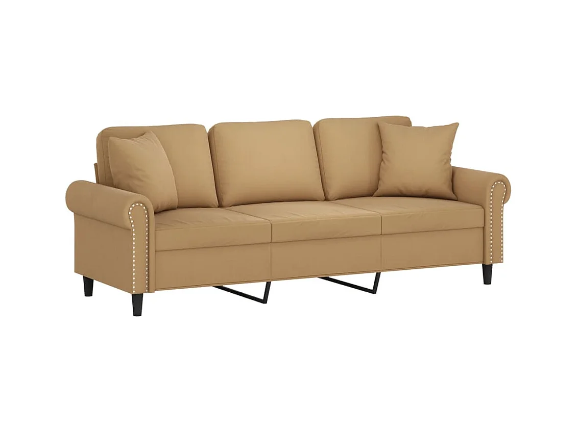 3-Sitzer Sofa mit Dekokissen braun 180 cm Samt