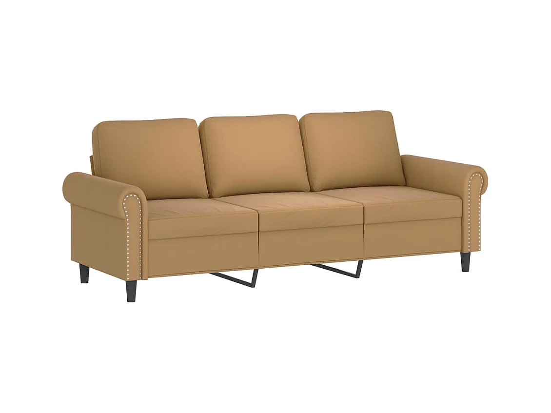 3-Sitzer Sofa mit Dekokissen braun 180 cm Samt
