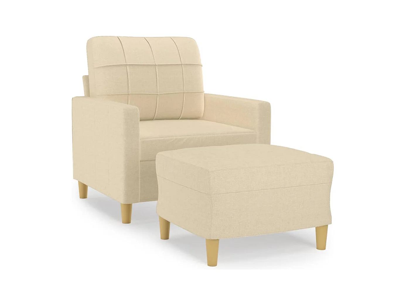 Fauteuil met voetenbankje Crème 60 cm Stof