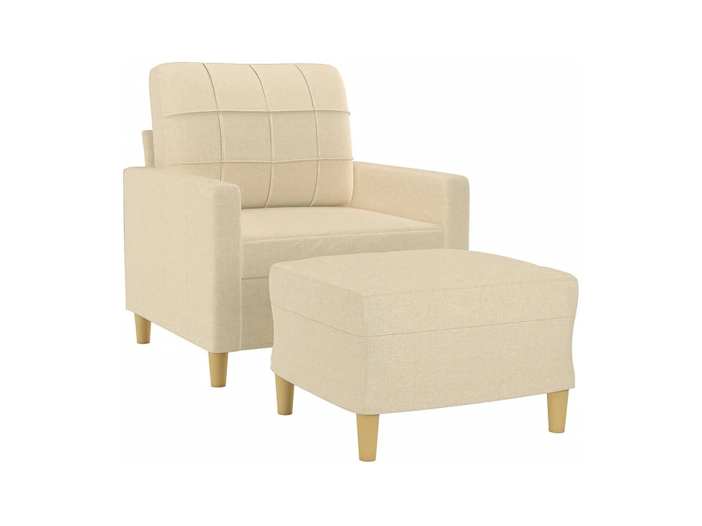 Fauteuil met voetenbankje Crème 60 cm Stof