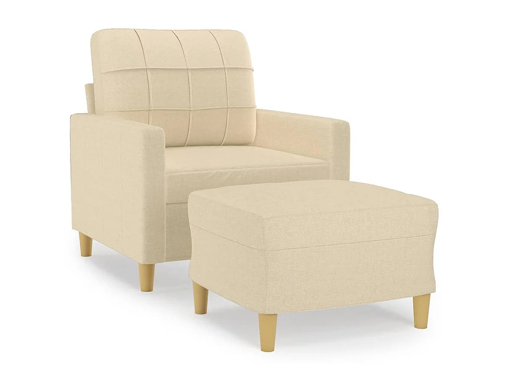 Fauteuil avec repose-pied Crème 60 cm Tissu