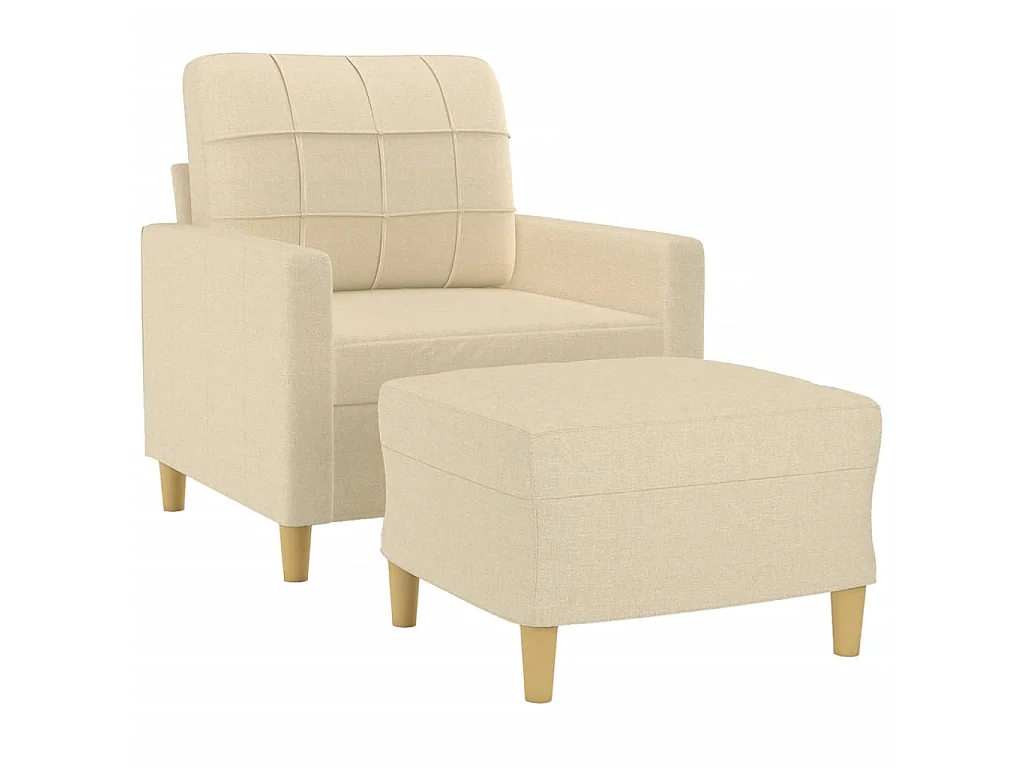 Fauteuil avec repose-pied Crème 60 cm Tissu