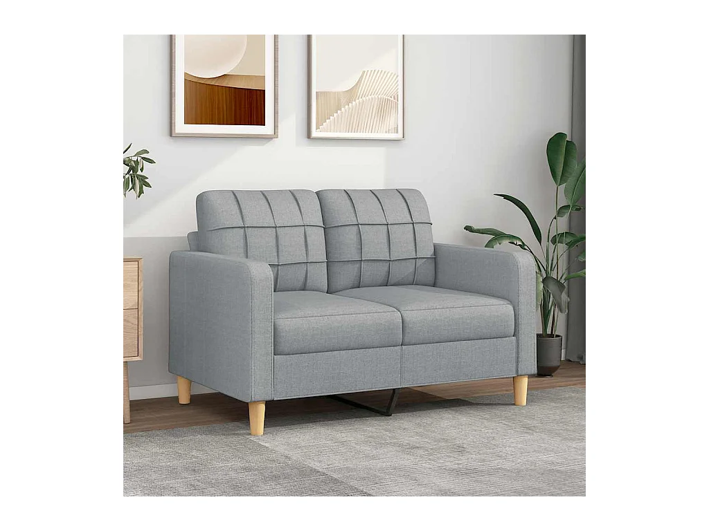 Divano 2 posti Grigio chiaro 120 cm Tessuto