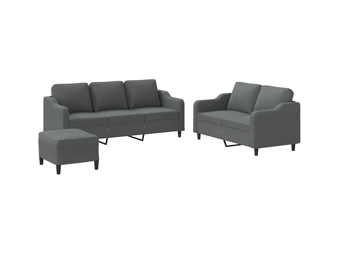 Ensemble de canapés 3 pcs avec coussins Gris foncé Tissu
