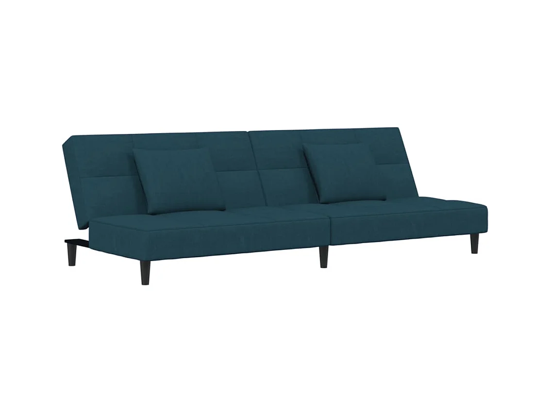 Sofá cama de 2 plazas con dos almohadas de terciopelo azul
