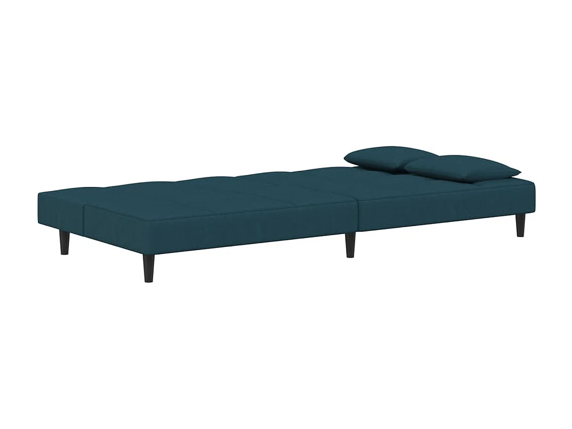 Sofá cama de 2 plazas con dos almohadas de terciopelo azul