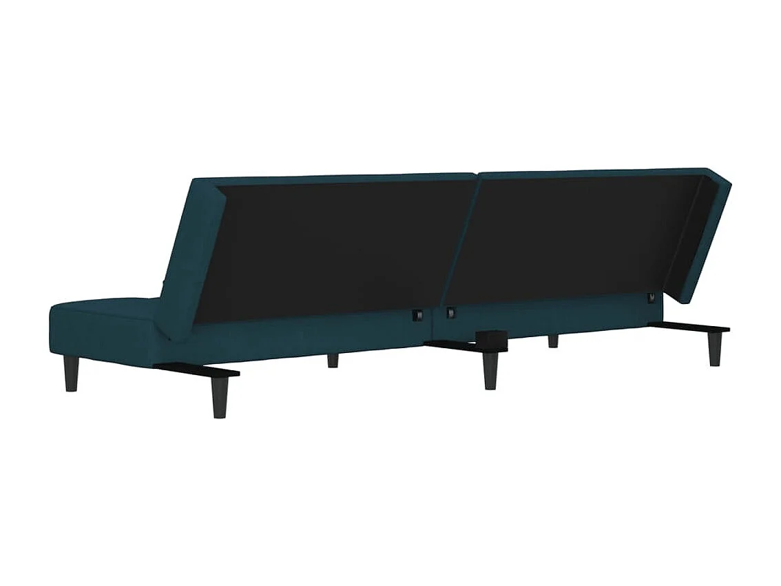 Sofá cama de 2 plazas con dos almohadas de terciopelo azul