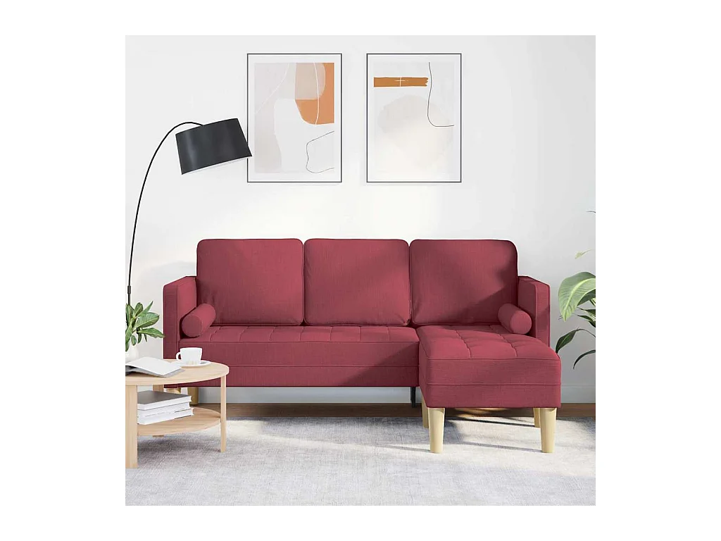 Set divano rosso vino 173 x 131 x 67 cm tessuto