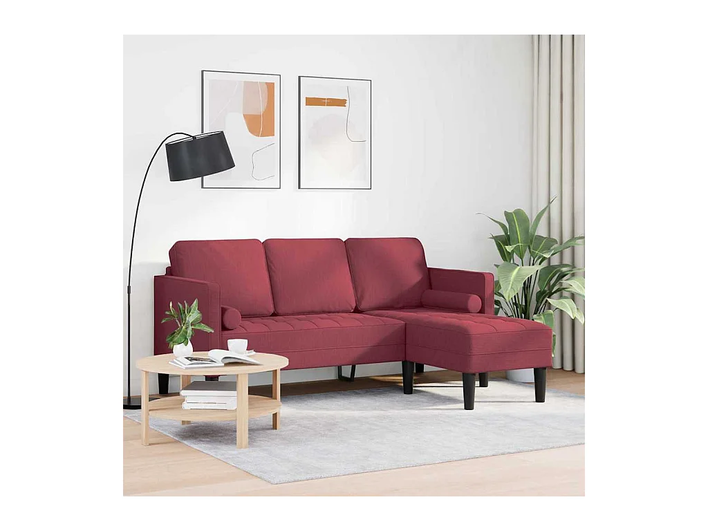 Set divano rosso vino 173 x 131 x 67 cm tessuto