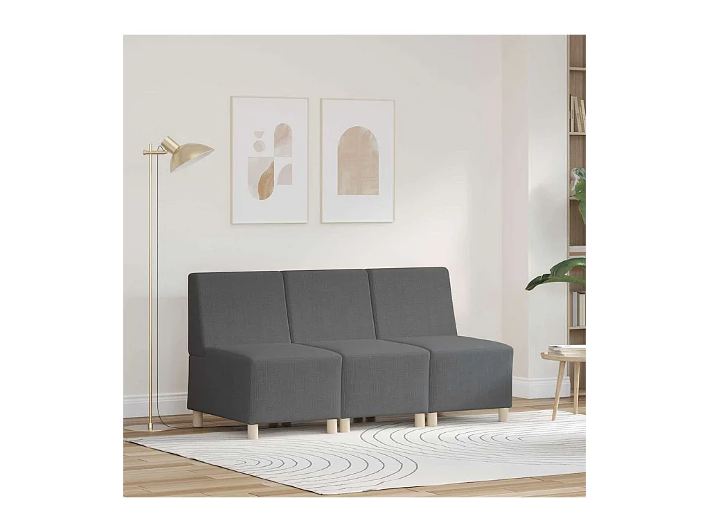 Unité de Sofa Modulaire Sans Accoudoirs 3 pcs Gris foncé