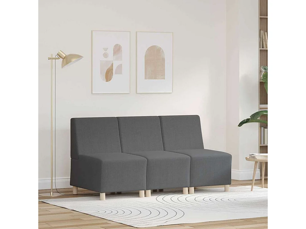 Unité de Sofa Modulaire Sans Accoudoirs 3 pcs Gris foncé
