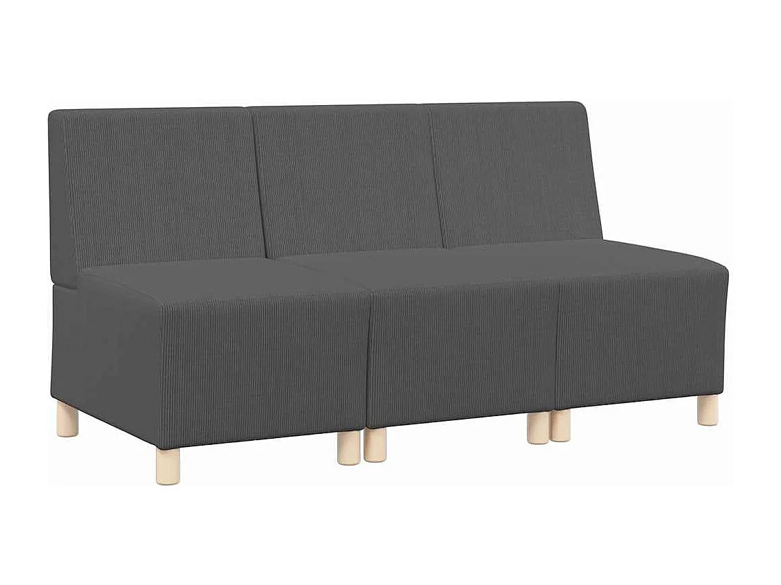 Unité de Sofa Modulaire Sans Accoudoirs 3 pcs Gris foncé