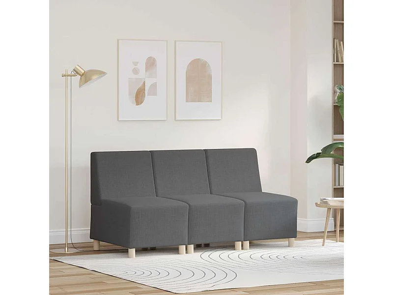 Unité de Sofa Modulaire Sans Accoudoirs 3 pcs Gris foncé