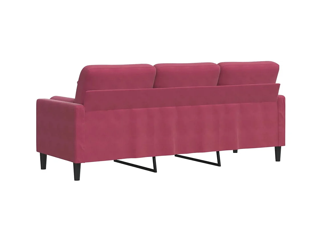 3-Sitzer-Sofa mit burgunderfarbenen Kissen 180 cm Samt