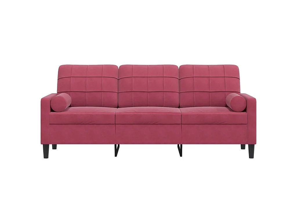 3-Sitzer-Sofa mit burgunderfarbenen Kissen 180 cm Samt