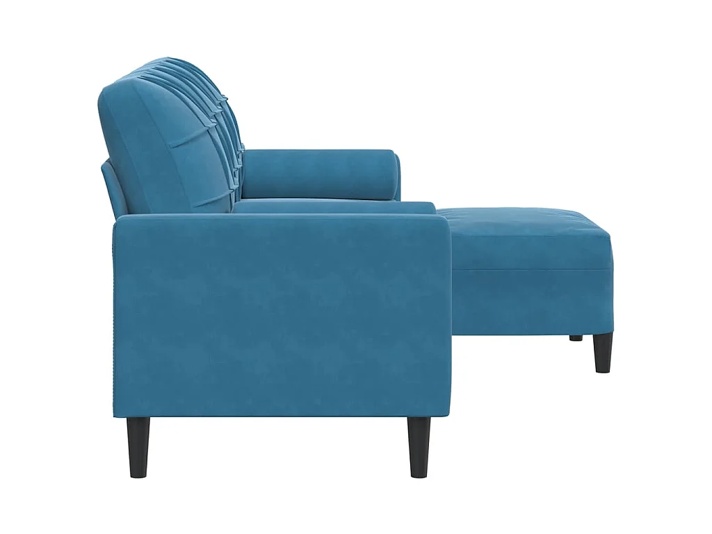 Canapé à 3 places avec repose-pieds Bleu 180 cm Velours