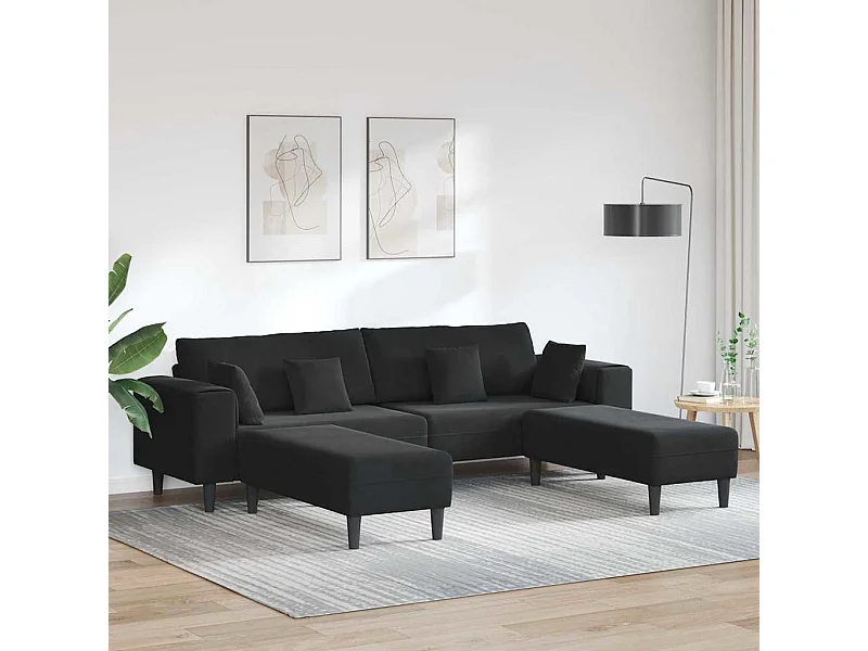 Conjunto de sofá de terciopelo con cojín 3 piezas negro 208 cm terciopelo