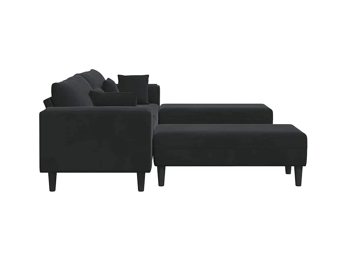 Set di divani in velluto con cuscino 3 pezzi nero 208 cm velluto