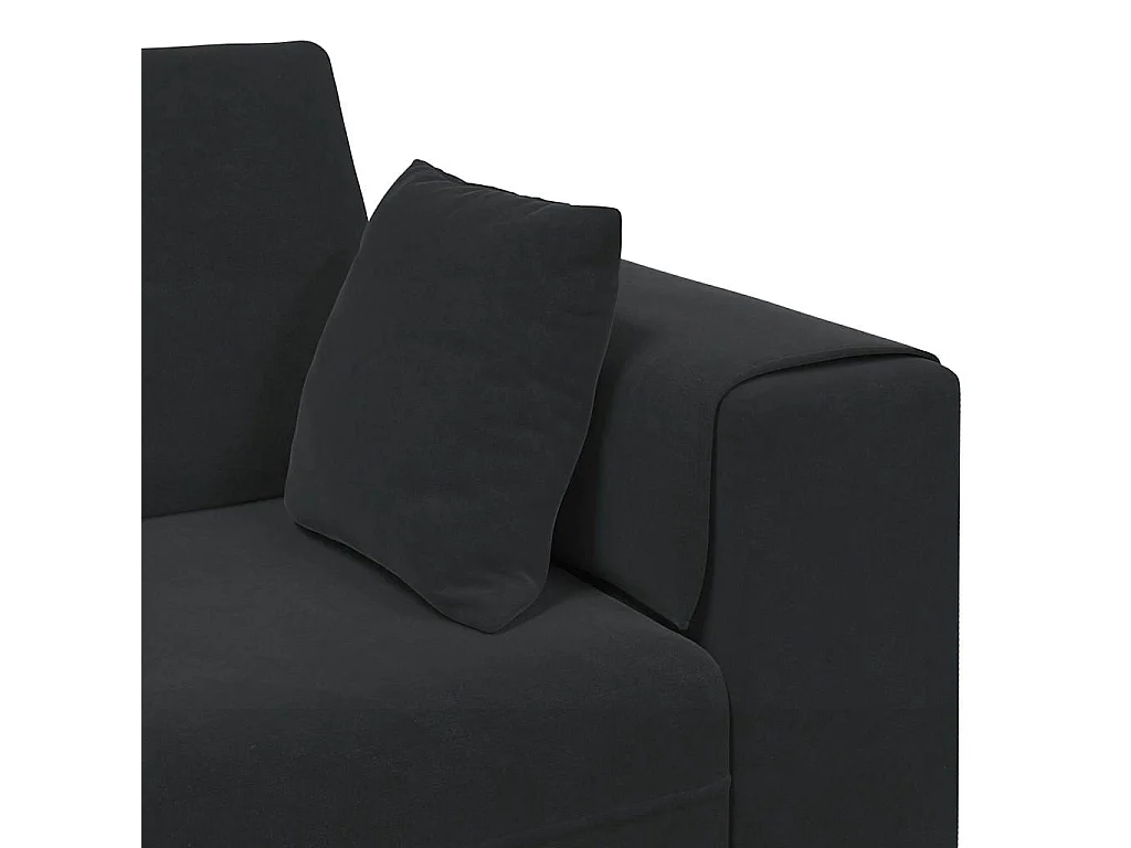 Set di divani in velluto con cuscino 3 pezzi nero 208 cm velluto