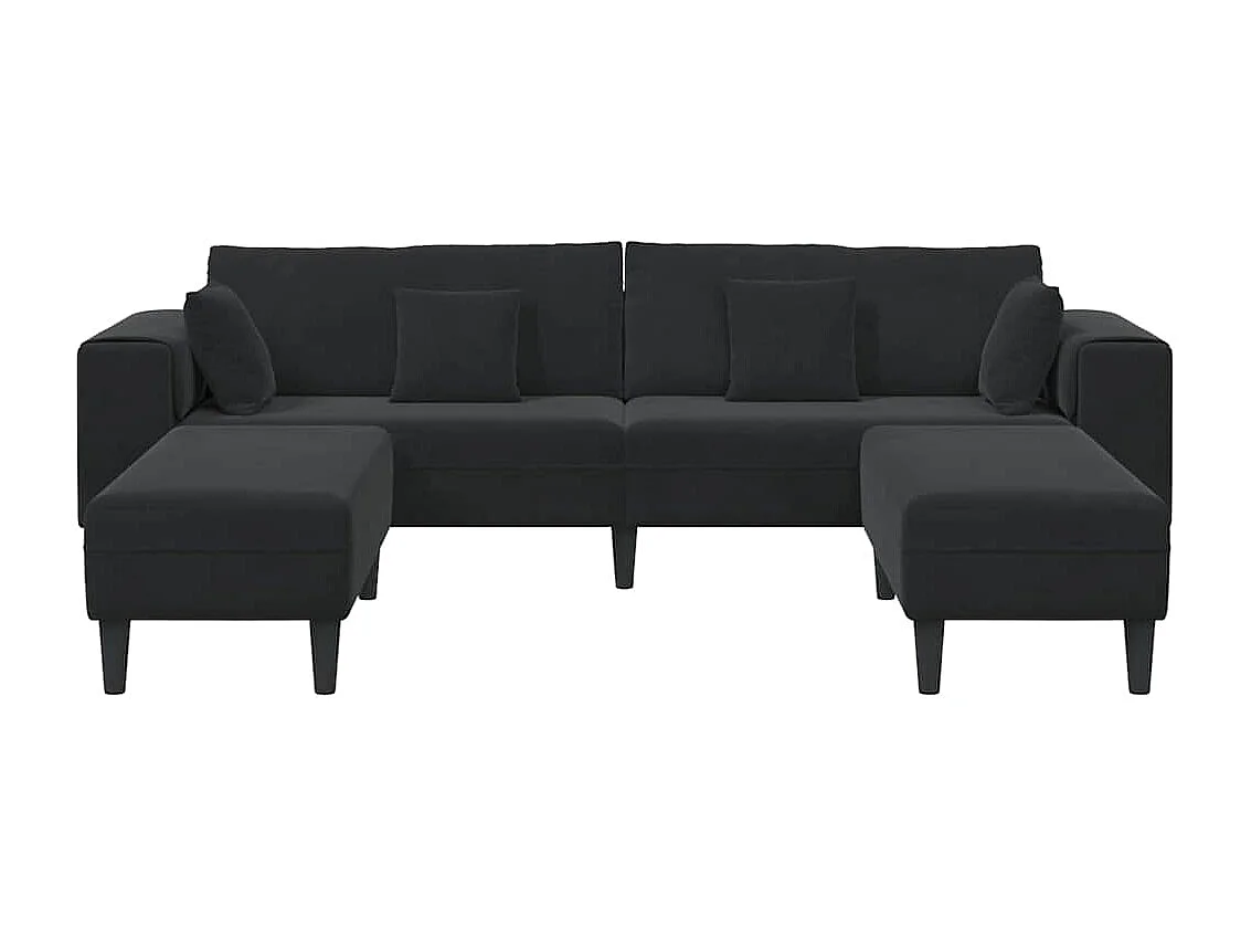 Conjunto de sofá de terciopelo con cojín 3 piezas negro 208 cm terciopelo