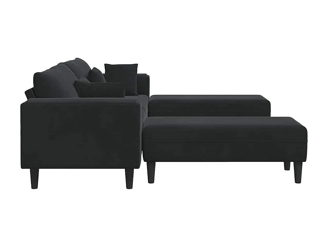 Conjunto de sofá de terciopelo con cojín 3 piezas negro 208 cm terciopelo