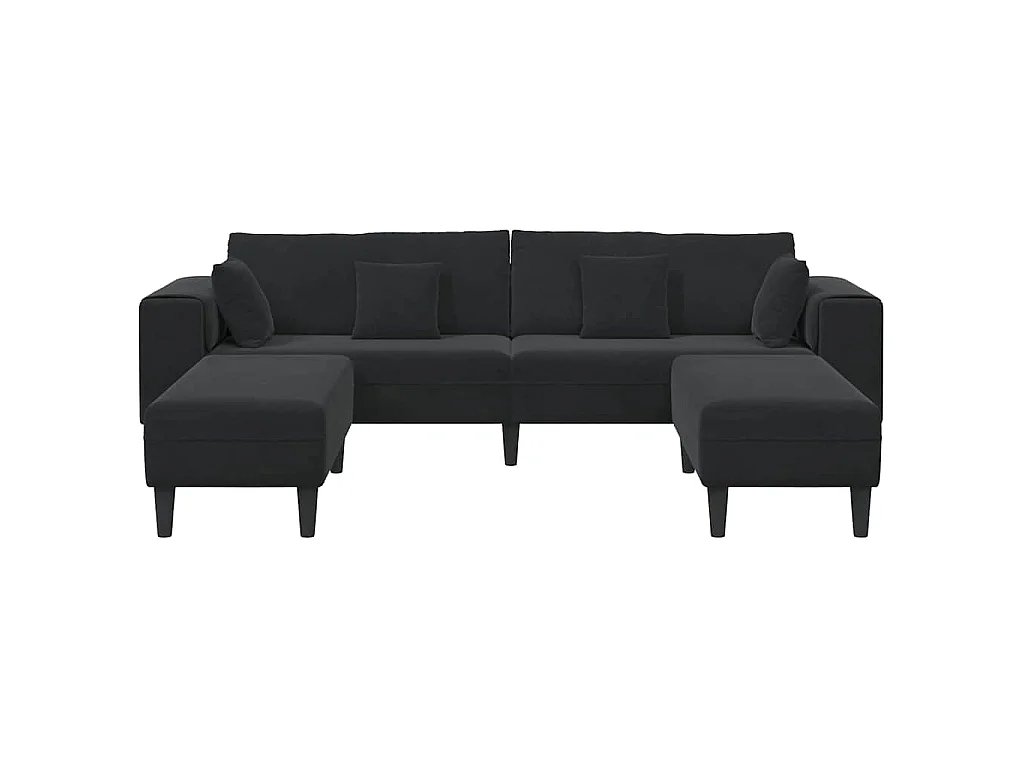 Set di divani in velluto con cuscino 3 pezzi nero 208 cm velluto
