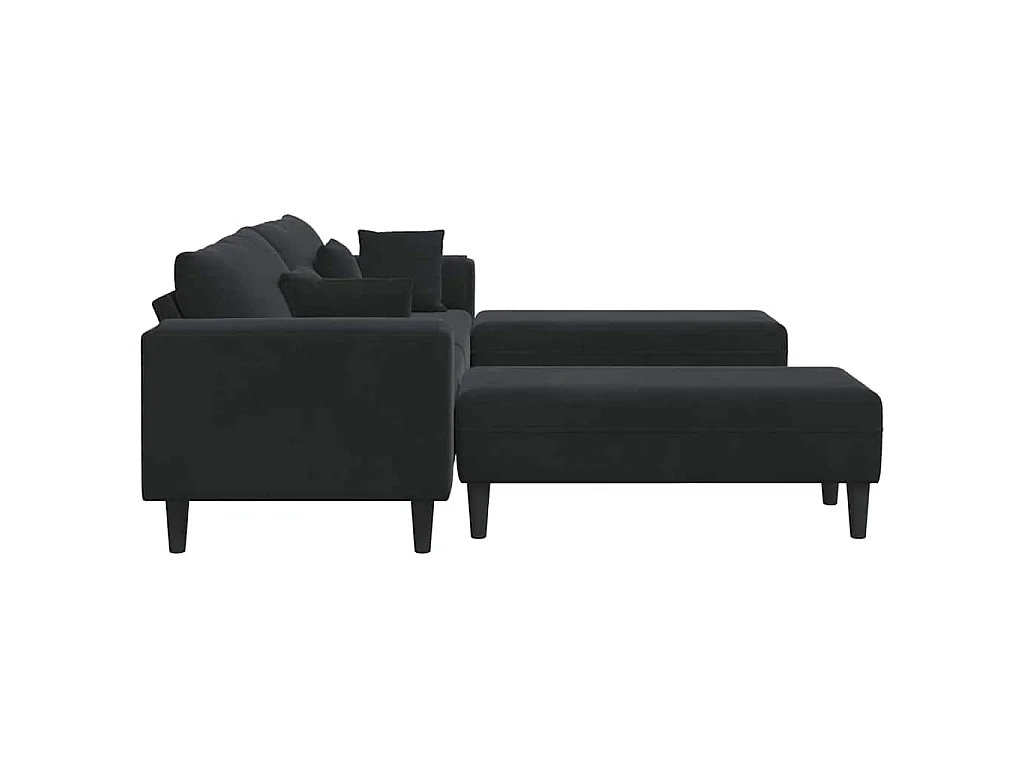 Set di divani in velluto con cuscino 3 pezzi nero 208 cm velluto