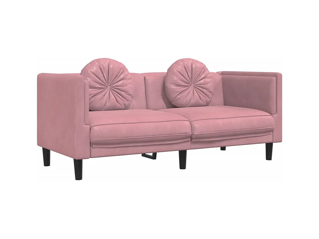 Set di divani 3 pezzi con cuscini in velluto rosa