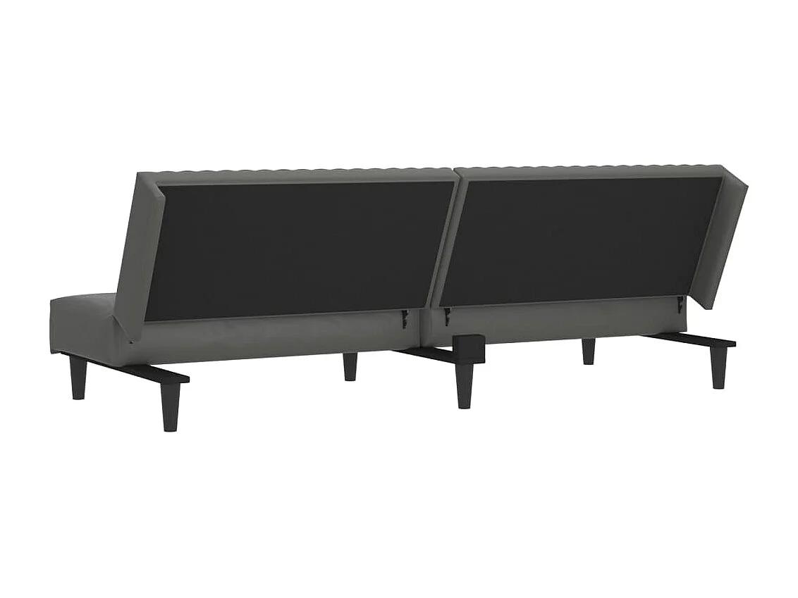 Sofá cama de 2 plazas de piel sintética gris
