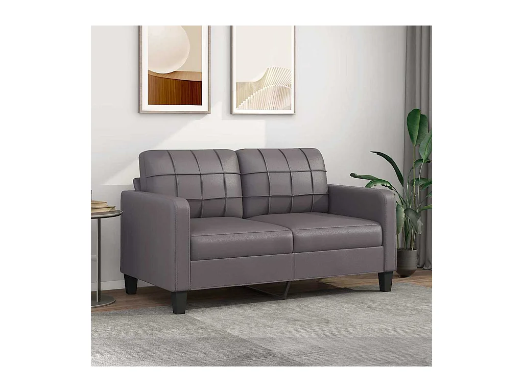 Canapé à 2 places Gris 140 cm Similicuir