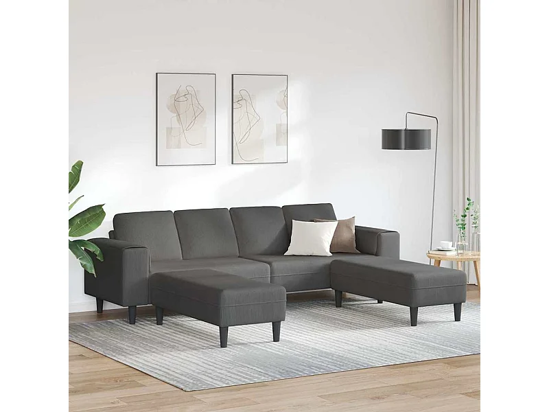 Sofa en tissu avec coussin Gris foncé Tissu en velours côtelé