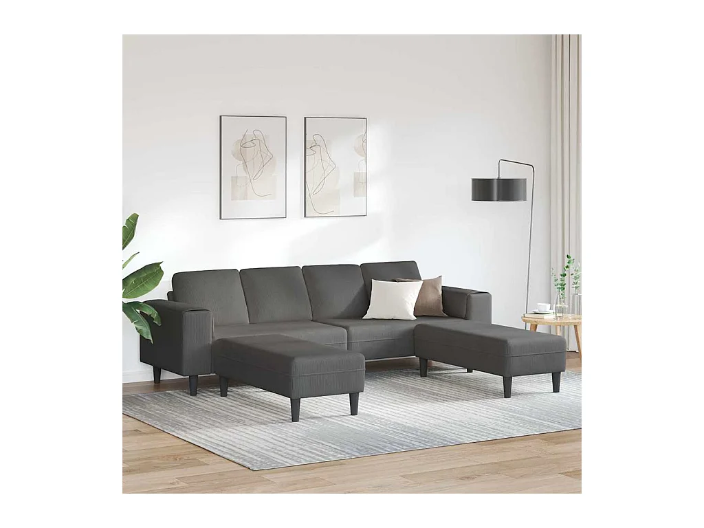 Sofa en tissu avec coussin Gris foncé Tissu en velours côtelé