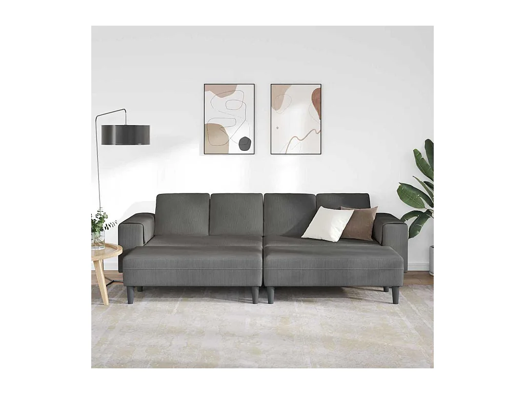 Sofa en tissu avec coussin Gris foncé Tissu en velours côtelé