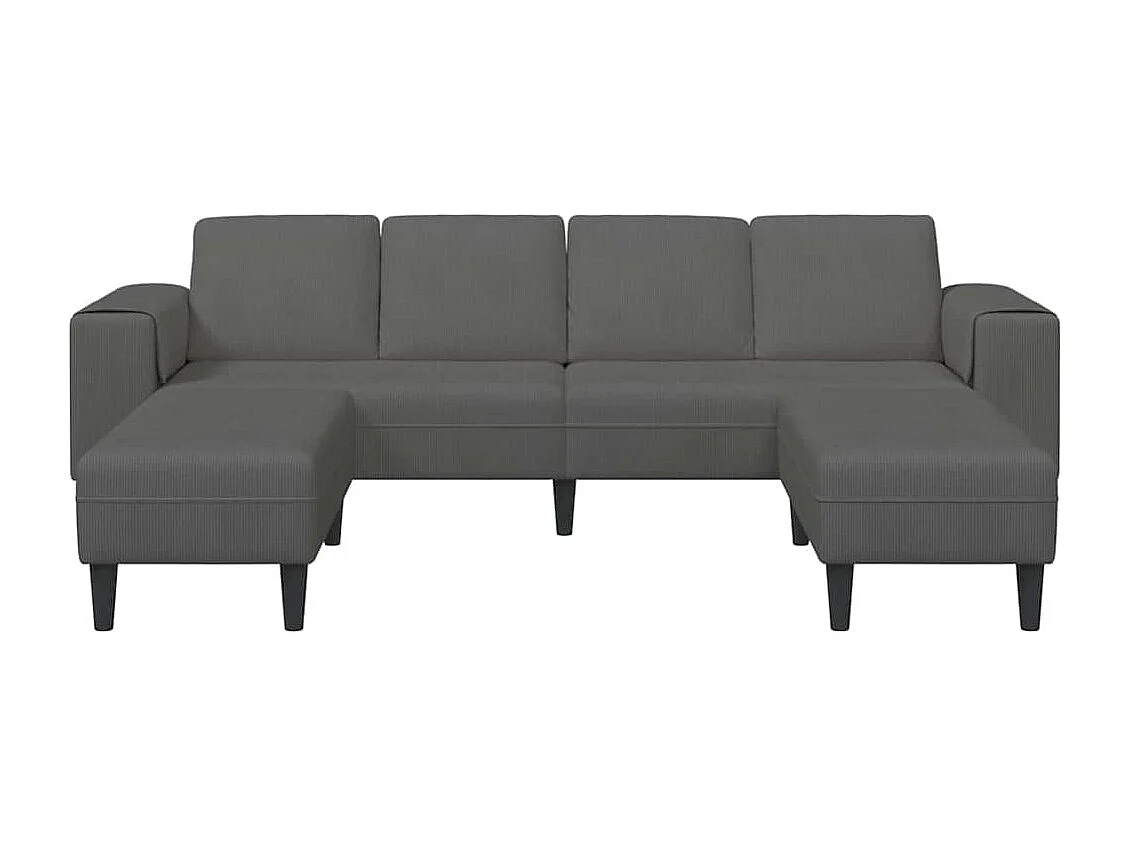 Stoffen bank met kussen Donkergrijze Corduroy stof