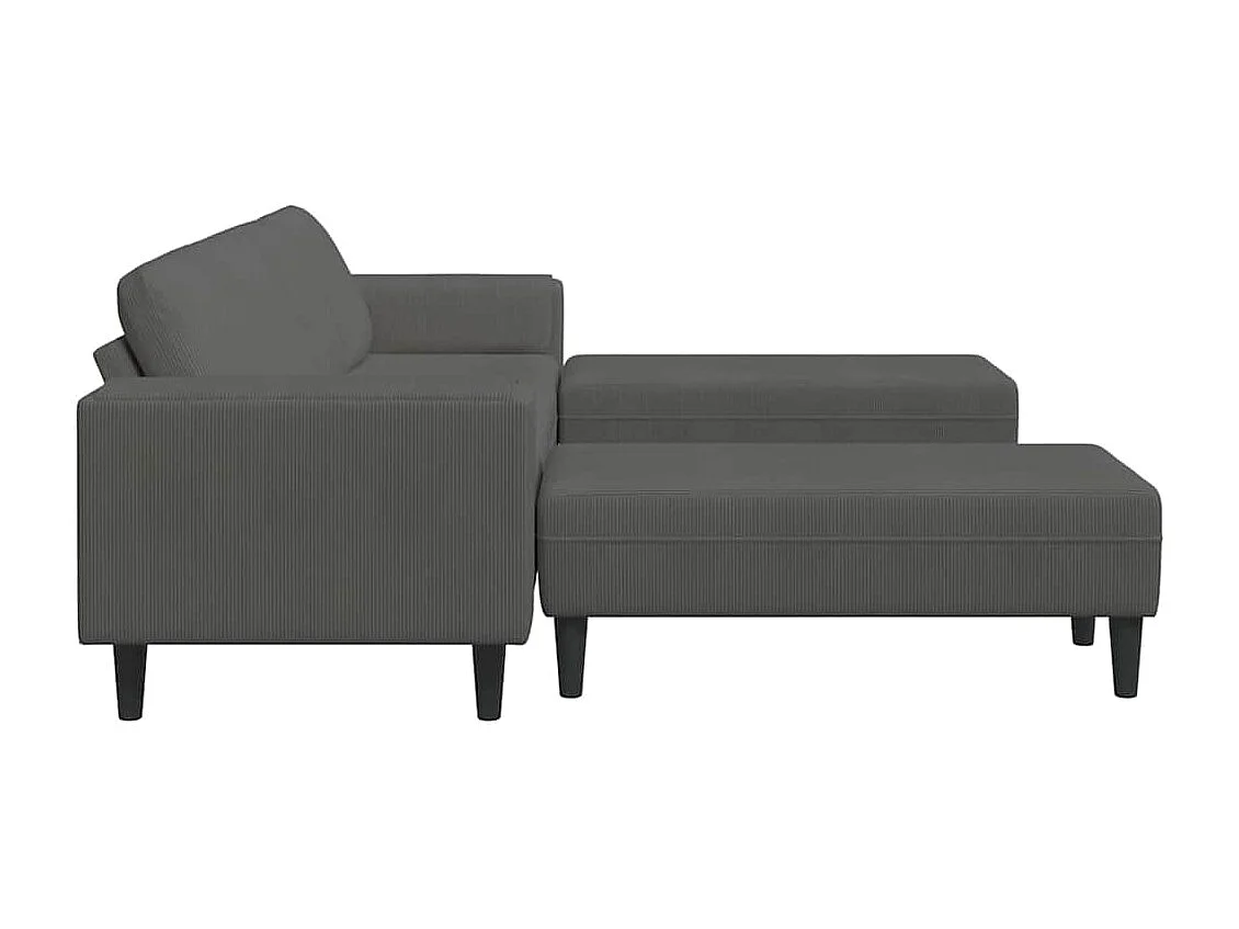 Stoffen bank met kussen Donkergrijze Corduroy stof