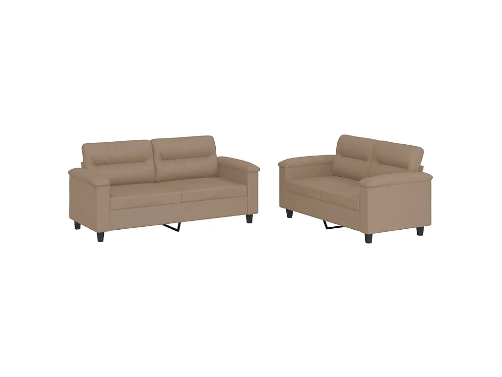 Set di divani 2 pezzi con cuscini in similpelle color cappuccino