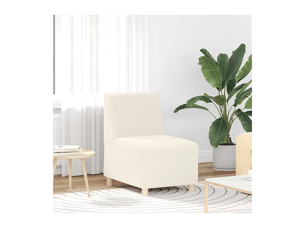 Canapé modulaire sans accoudoirs Crème 55 cm Tissu imitation laine bouclée