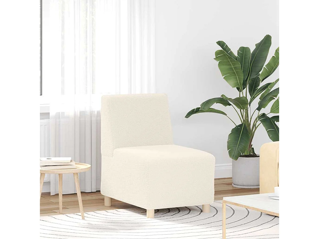 Canapé modulaire sans accoudoirs Crème 55 cm Tissu imitation laine bouclée