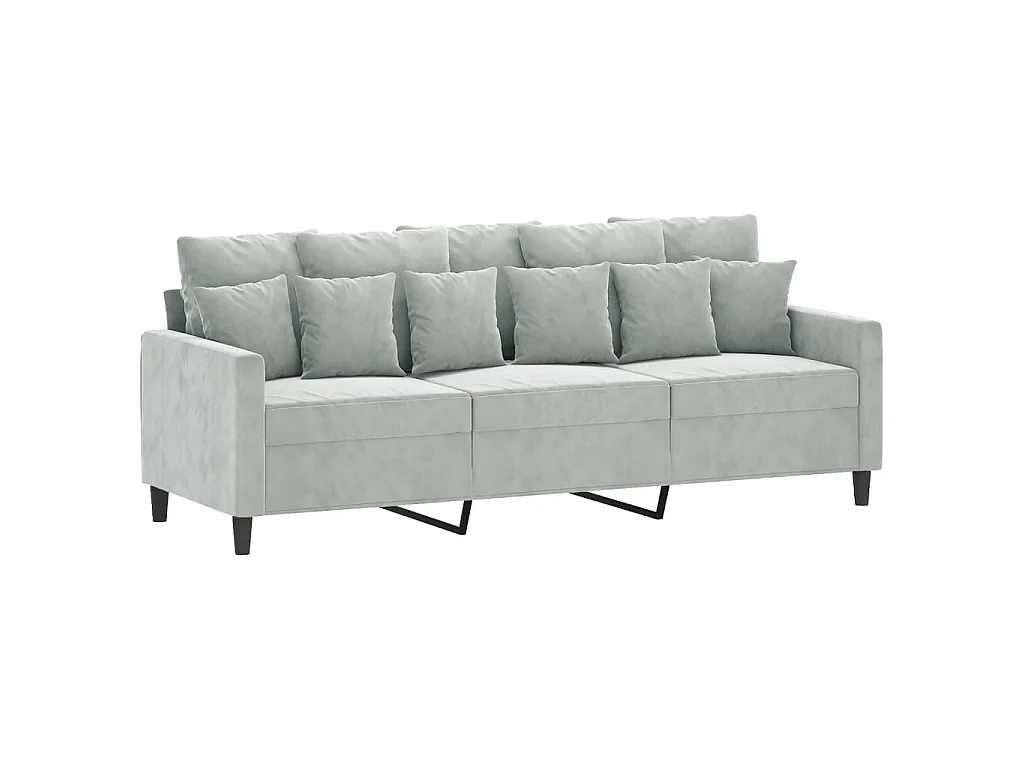 3-Sitzer-Sofa mit Fußhocker Hellgrau 180 cm Samt