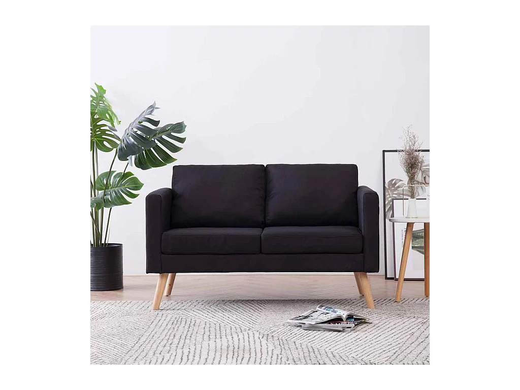 Divano a 2 posti in tessuto nero