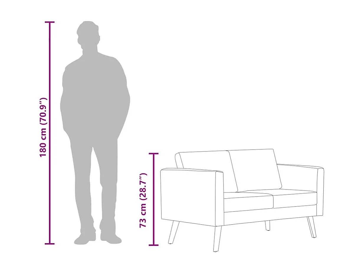 Canapé à 2 places Tissu Noir