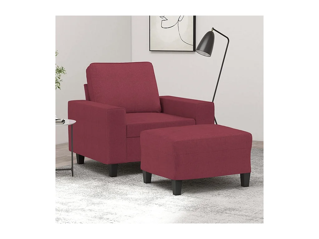 Poltrona con poggiapiedi Rosso bordeaux 60 cm Tessuto
