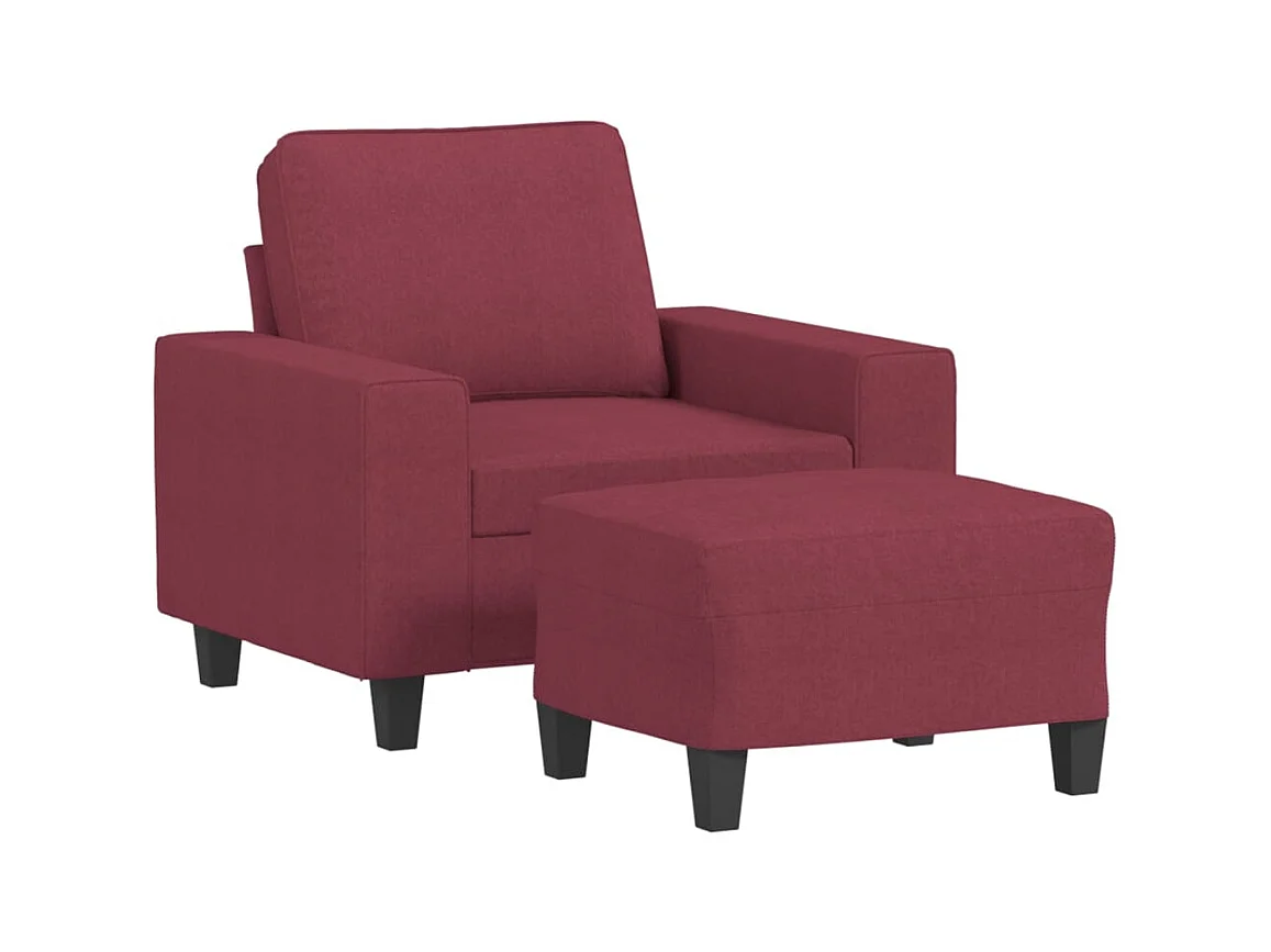 Poltrona con poggiapiedi Rosso bordeaux 60 cm Tessuto