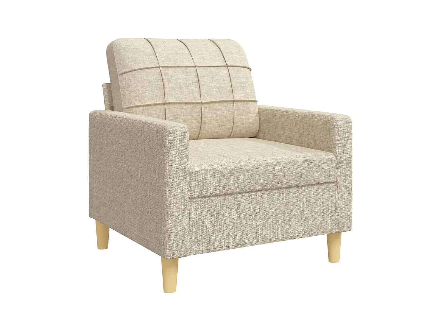 Set di divani 4 pezzi con poggiapiedi in tessuto crema